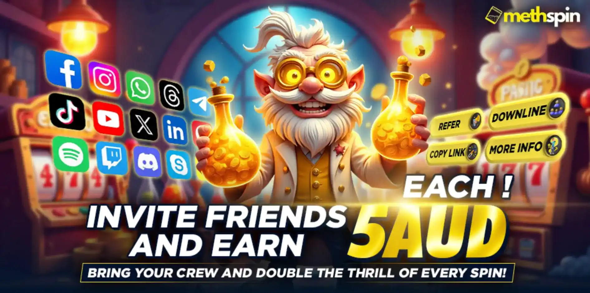 Methspin Invite Friends Free $50 Bonus